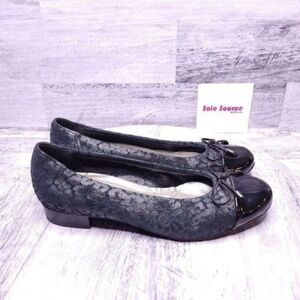 Ara Bel Patent Leather Cap Toe Ballet Flat Textured Black Women's sz 8